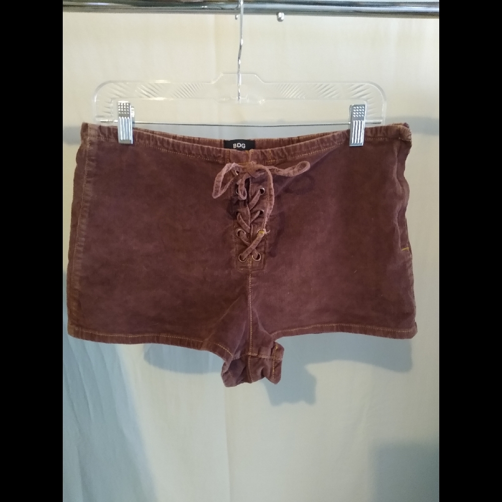 70s inspired Y2K lace up corduroy shorts (BDG)